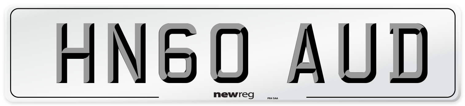 HN60 AUD Number Plate from New Reg